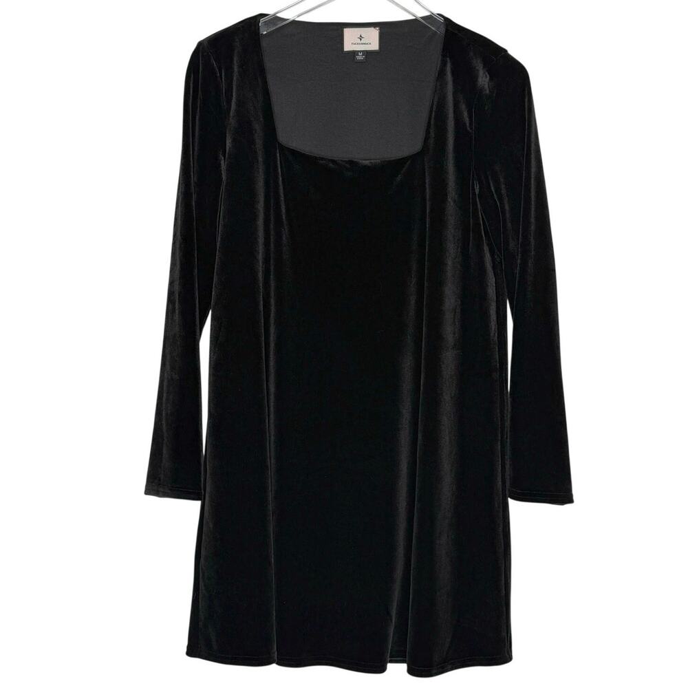 Tuckernuck Black Long Sleeve Middleton Dress M Mini Shift A-Line Square Neck